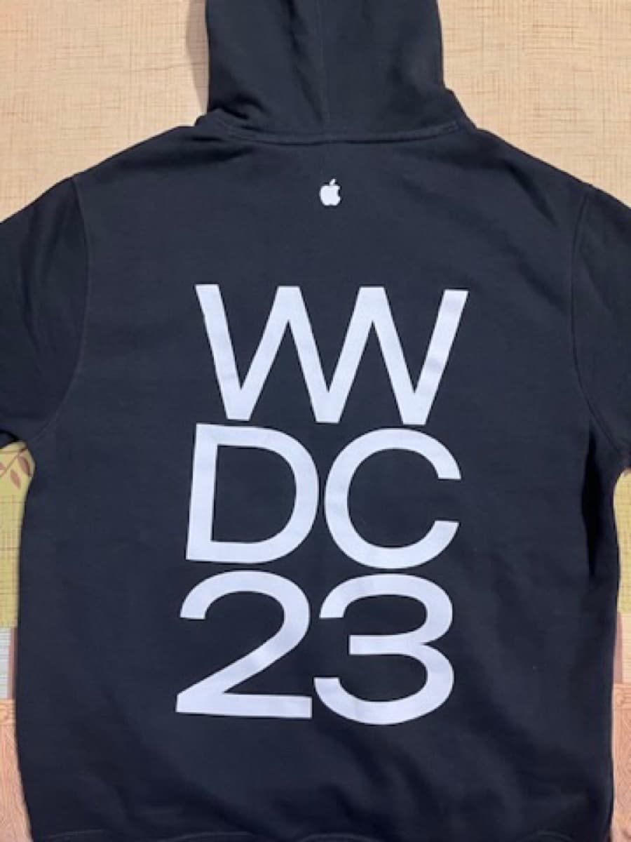 WWDC23 winner hoodie photographed after the Swift Student Challenge